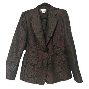Vintage Jenni Max NYC Green Purple Jacquard Jacket, Size 8